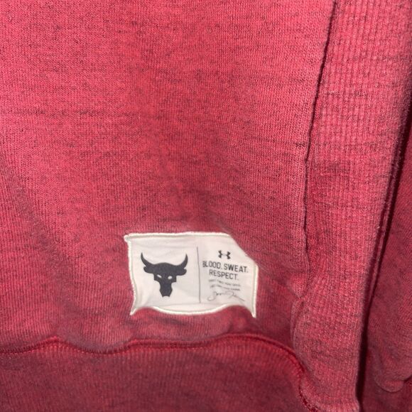 Under Armour Project Rock Red Hoodie Sweatshirt Blood Sweat Men's S Small - Picture 3 of 9